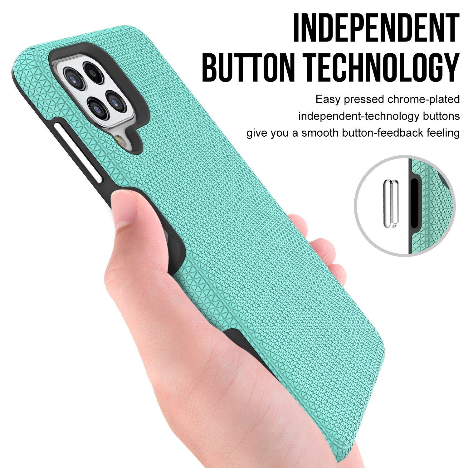 TPU PC Cover for Samsung Galaxy A22 4G (EU Version) Hybrid Case Triangle Military Grade Fall Protection Back Shell TPU PC Cover for Samsung Galaxy A22 4G (EU Version) Hybrid Case Triangle Military Grade Fall Protection Back Shell